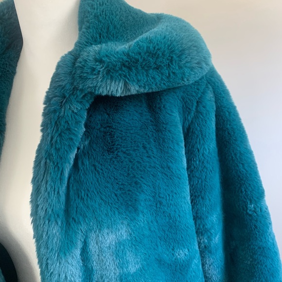 Teal Green Faux Fur Coat Inspired by Phoebe Buffay from Friends - Picture 8 of 12